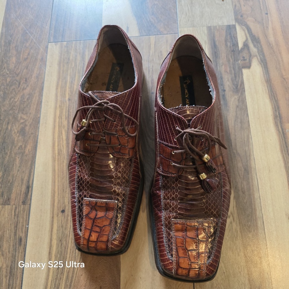 Stacy Adams Men's Brown Snake Skin Leather Dress Shoes Size 12W Tassels Oxford